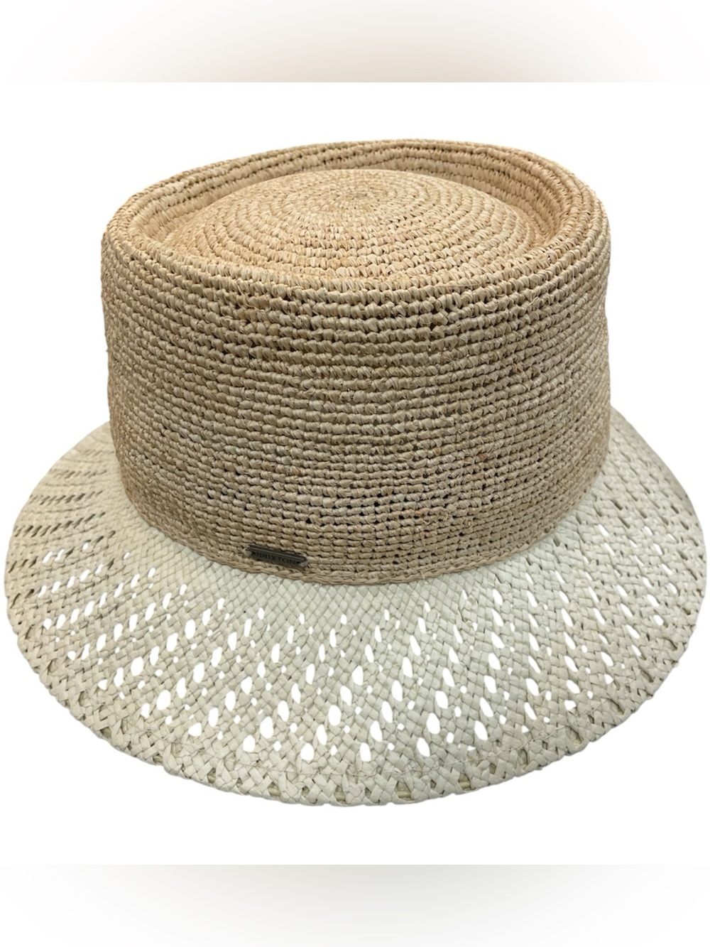 Brixton Ellee Festival Straw Bucket Hat in Tan and Cream